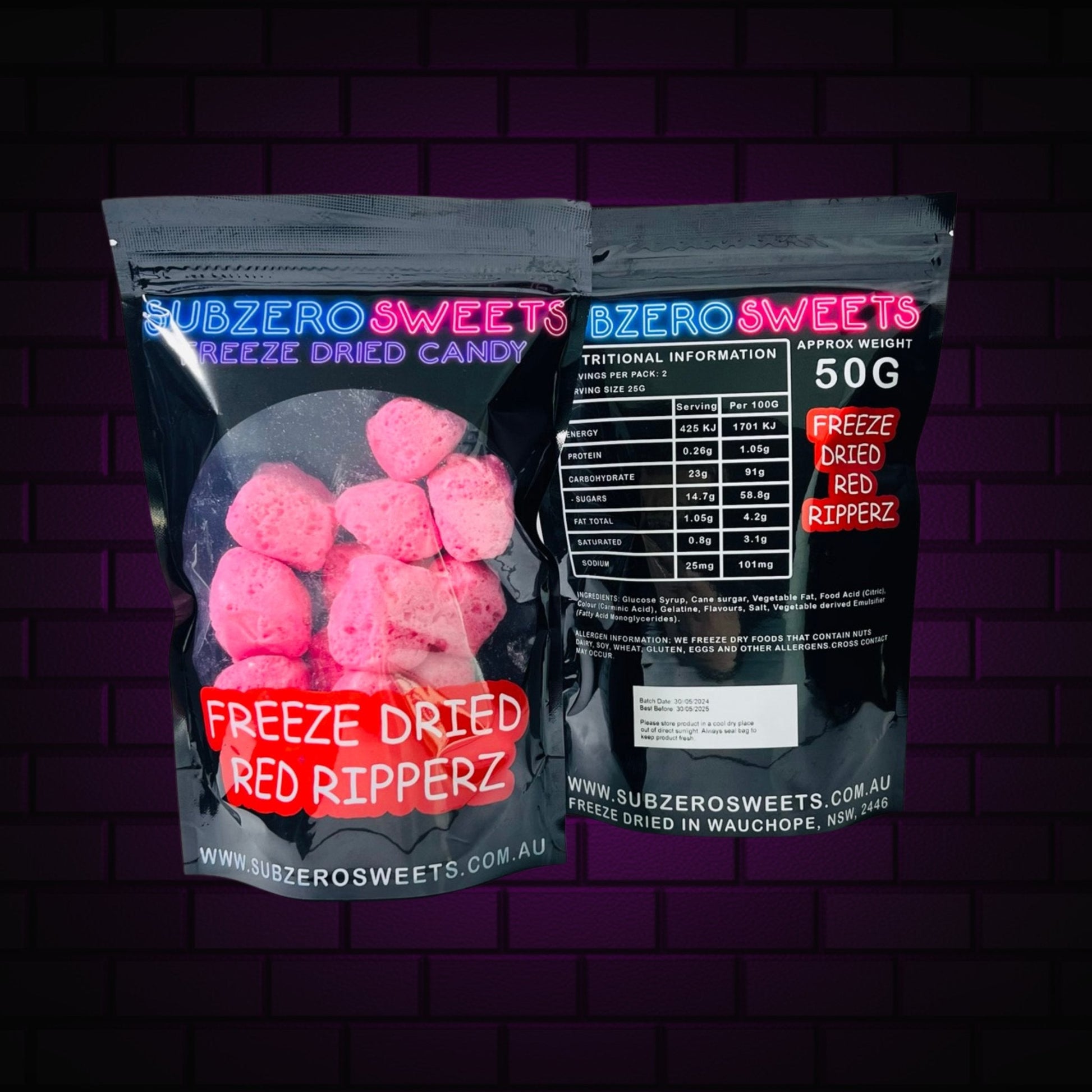 500g Bulk Freeze Dried Red Ripperz - SubZero Sweets