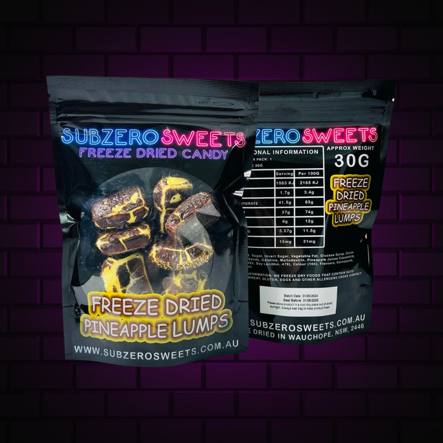 Freeze Dried Pineapple Lumps - SubZero Sweets